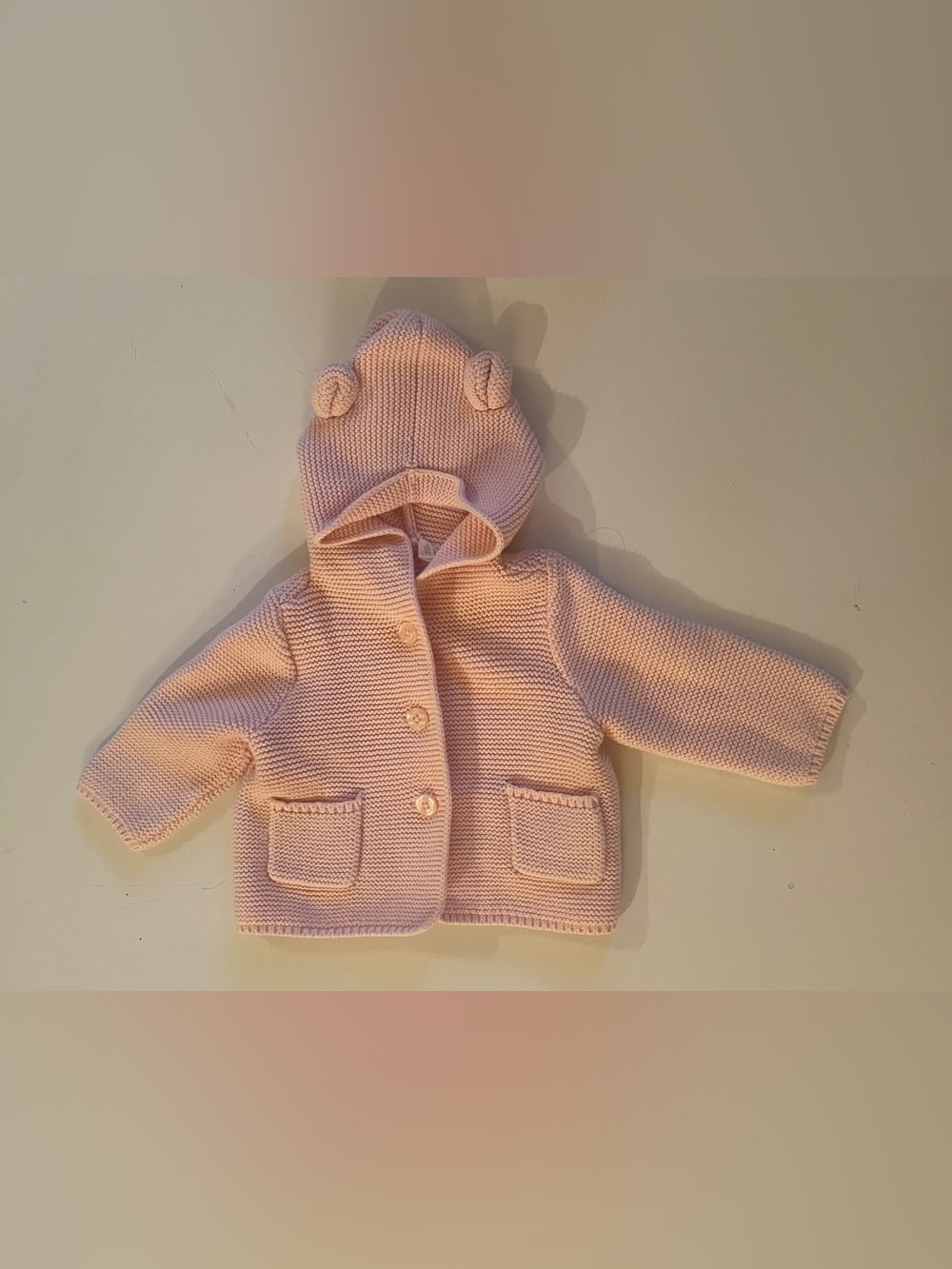 GAP Soft Knit Baby Hooded Cardigan in Light Pink